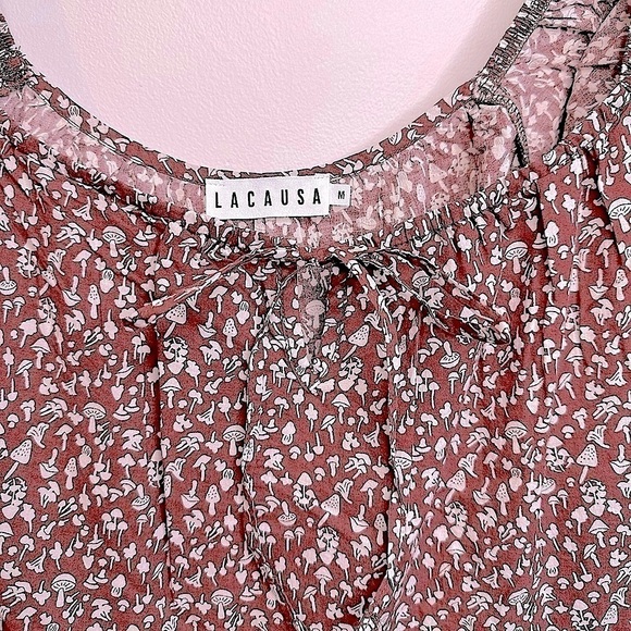 NWT Anthropologie LACAUSA Playa Mini Dress in Cocoa Mushroom Print Size Medium - Picture 7 of 15